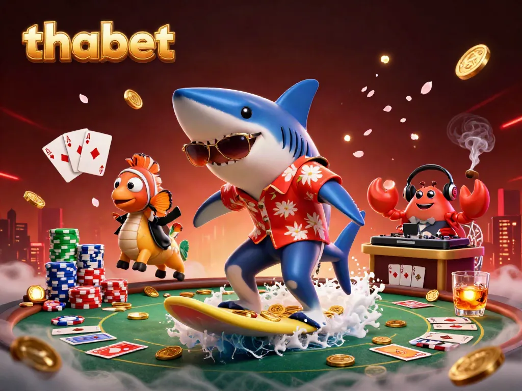 Play poker and enjoy casino games with thabet's vibrant, colorful characters in a lively atmosphere.