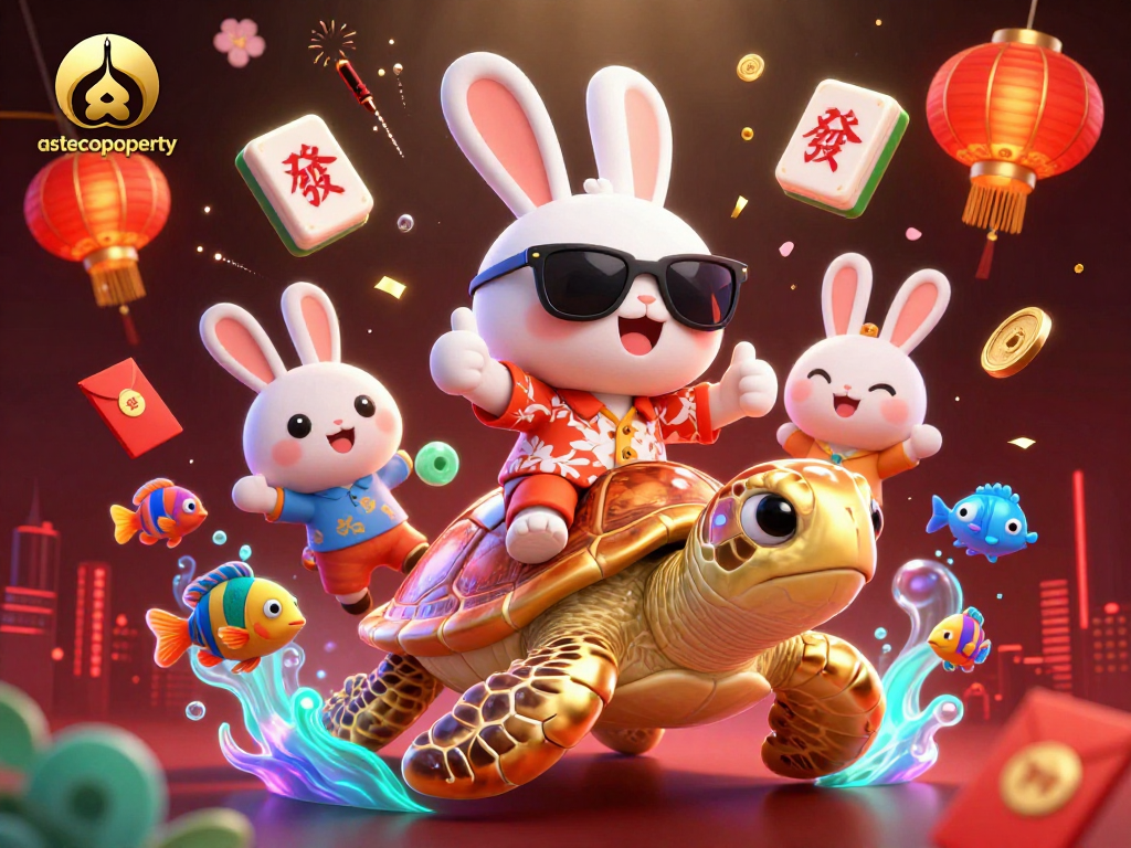 Experience a thrilling game at astecoproperty, featuring lucky symbols amidst vibrant casino elements.