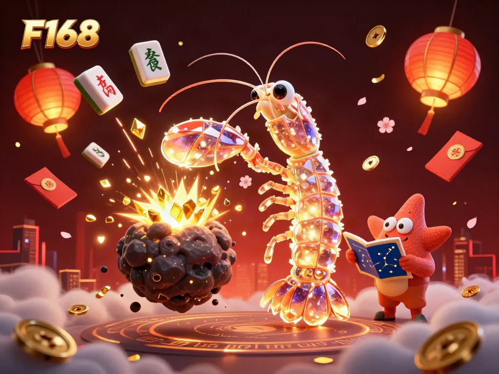 Engage with F168's dynamic casino adventure featuring golden gems and festive elements.
