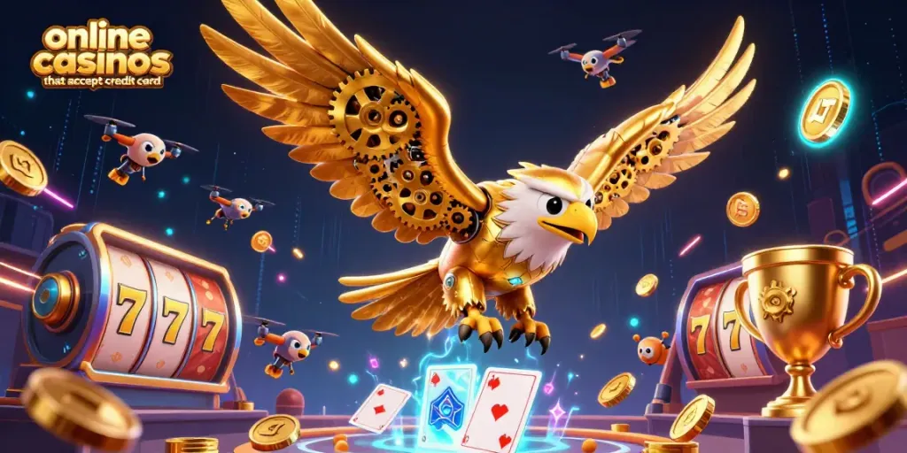 Experience dynamic gameplay at online casinos that accept credit card inspired by vibrant 3D illustration.