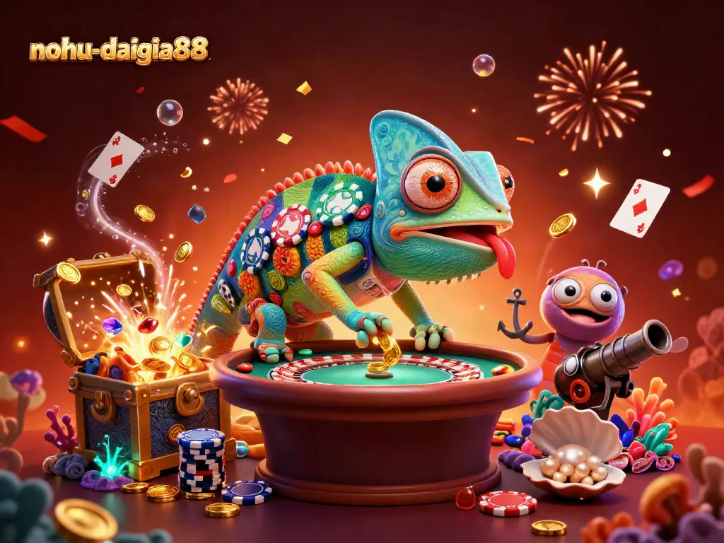 Experience nohu-daigia88's vibrant casino scenes with a dynamic chameleon and exciting game elements.