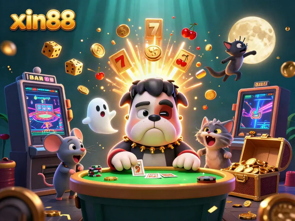 Win exciting jackpots at xin88 with an engaging 3D casino scene featuring unique characters and vibrant gaming elements.