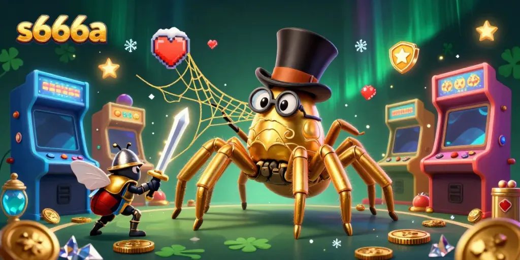 Experience the thrill at s666a with a dynamic casino-themed cartoon scene full of exciting gaming elements.