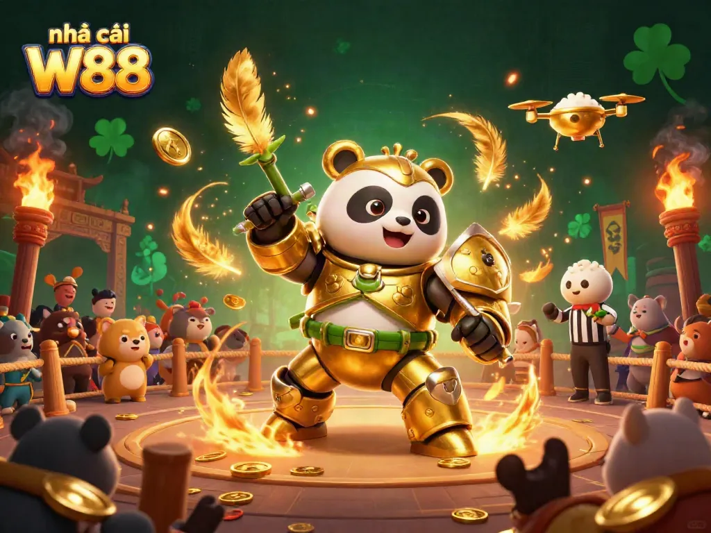 Experience the excitement of nhà cái W88 with a thrilling mech-suit panda in action.