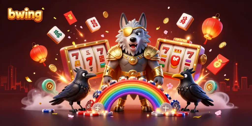 Experience thrilling gameplay with bwing as Odin and two ravens explore a vibrant casino universe.