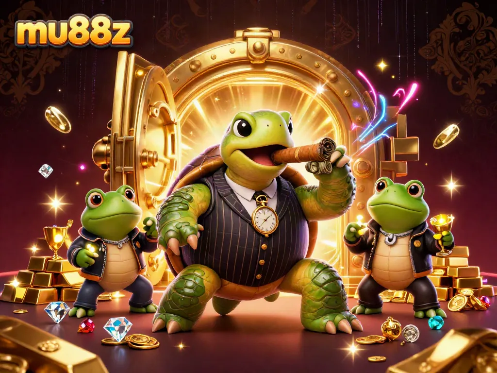 Experience excitement at mu88z with vivid characters and treasure in this 3D casino scene.