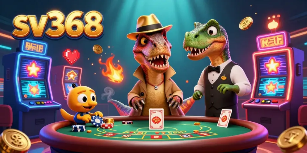 Experience the thrill of sv368's vibrant casino scene with engaging characters and dynamic gaming elements.