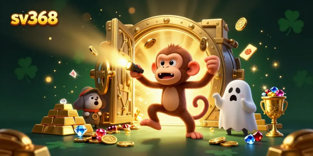 Experience the thrill of sv368 casino gaming with playful characters and golden treasures.