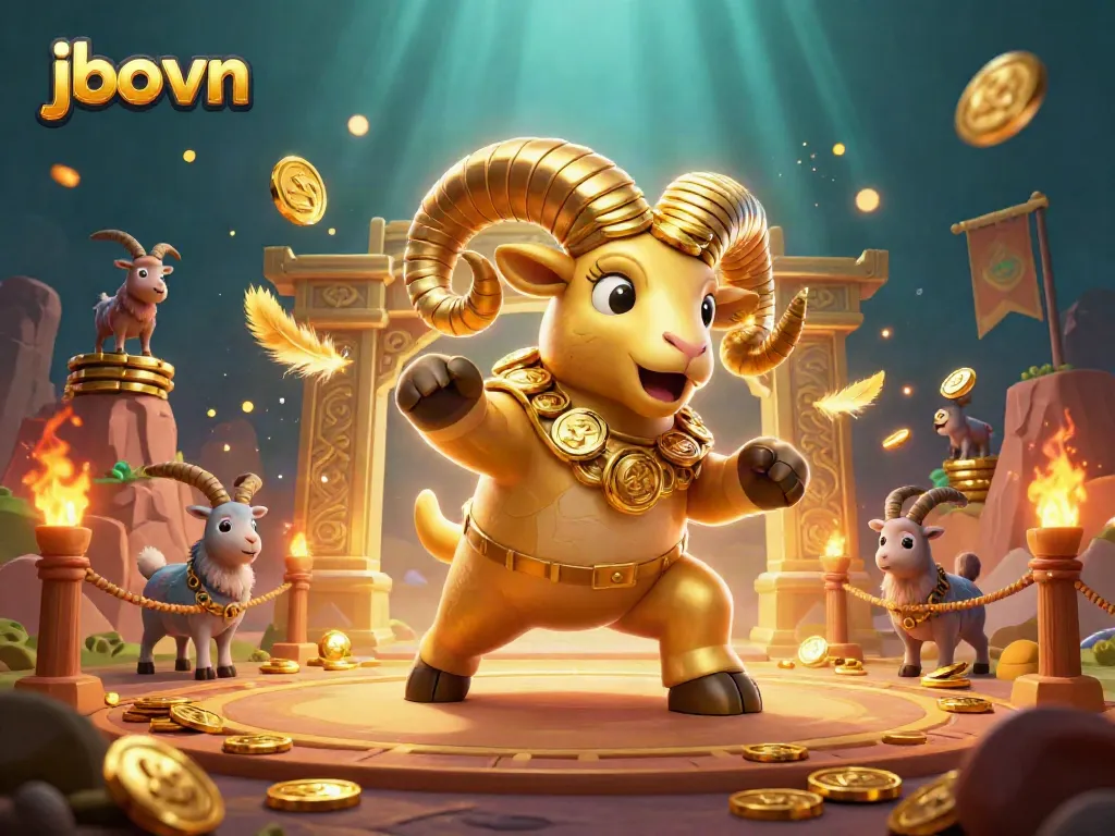 Experience thrilling action at jbo vn with a golden ram charging through a rich casino atmosphere.