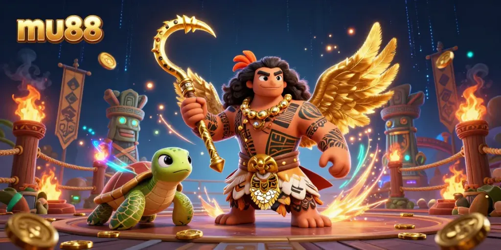 Engage in thrilling action with the mu88-themed casino scene, featuring vibrant characters and dynamic elements.