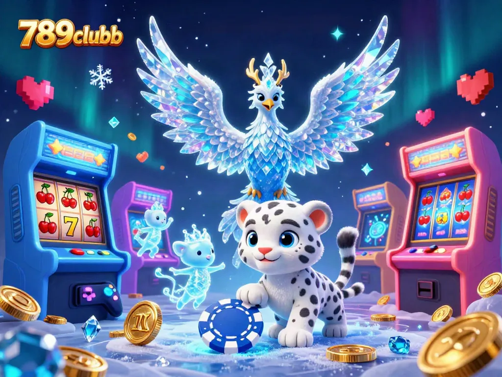 Join the fun at 789clubb by spinning vibrant slot reels alongside an enchanting ice phoenix.