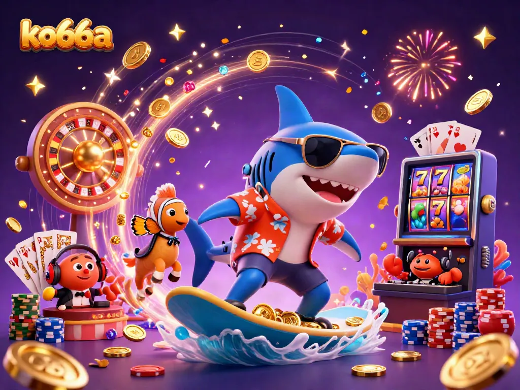 Experience the excitement of ko66a with vibrant characters and casino elements celebrating fortune.