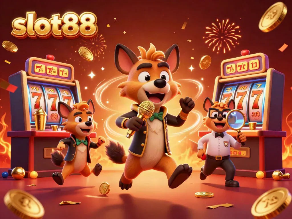 Experience the fun at slot88 with hyenas performing in a lively casino club atmosphere.