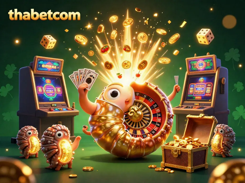 Experience thrilling wins at thabetcom with a dynamic casino scene featuring a giant nautilus and overflowing jackpots.