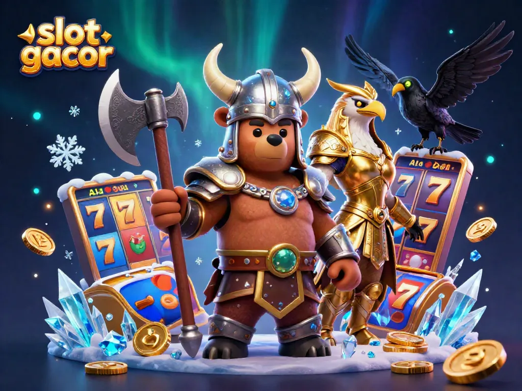 Experience the thrill of slot gacor with a Viking berserker and casino-themed elements.