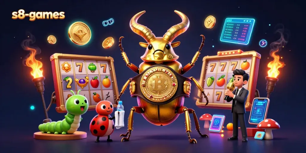Experience thrilling gameplay at s8-games with a vibrant casino-themed 3D illustration packed with excitement.