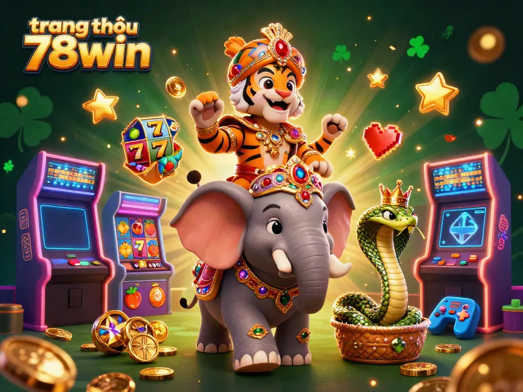 Experience top-tier gambling excitement at trang chủ 78win with vibrant illustrated scenes of winning slots and colorful characters.